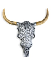 Aluminium and Wood Tribal Bison Wall Head