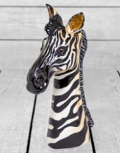 Hand Painted Ceramic Zebra Head Vase