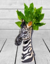 Hand Painted Ceramic Zebra Head Vase