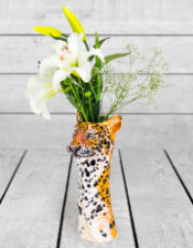 Hand Painted Ceramic Leopard Head Vase