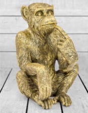 Antiqued Gold Sitting Monkey Figure/Bottle Holder