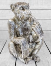 Antiqued Silver Sitting Monkey Figure/Bottle Holder