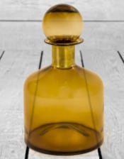 Large Brown Glass Apothecary Bottle with Brass Neck