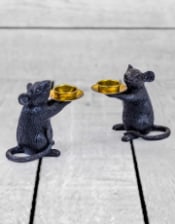 Pair of Black Mouse Candle Holders