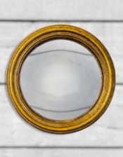 Antiqued Gold Thin Framed Small Convex Mirror