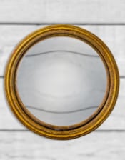 Antiqued Gold Thin Framed Large Convex Mirror