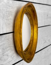 Antiqued Gold Deep Framed Large Convex Mirror