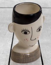 Ceramic Doodle Woman's Face Vase - Freckles