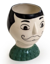 Ceramic Doodle Man's Face Vase - Moustache