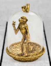 Golden Hungry Monkey in Glass Dome