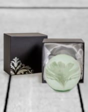 Large White Flower Glass Ball Paperweight with Gift Box