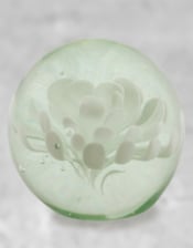 White Flower Glass Ball Paperweight with Gift Box