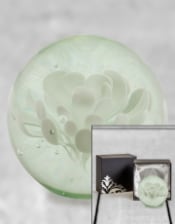 White Flower Glass Ball Paperweight with Gift Box