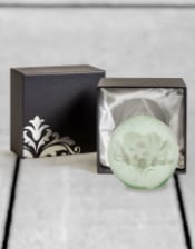 White Flower Glass Ball Paperweight with Gift Box