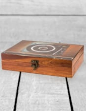 Brown Retro Record Player Storage Box