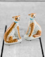 Pair of Ceramic Sitting Leopard Figures