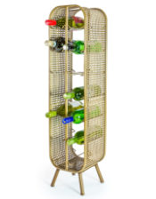 Rustic Metal Rattan Large 14 Bottle Wine Rack