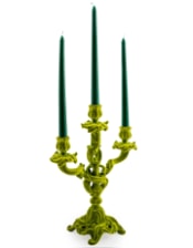 Bright Green Flock Ornate Candelabra