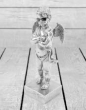 Silver "Too Cool" Cherub Figure on Base