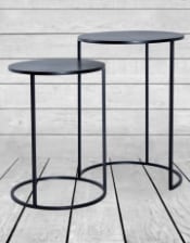 Nest of 2 Matt Black Metal Side Tables