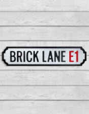 Antiqued Wooden "Brick Lane E1" Road Sign