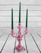 Soft Pink Flock Ornate Candelabra