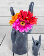 Large Black "Rock On!" Hand Ornament/Vase