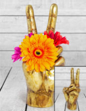 Large Antique Gold "Peace" Hand Ornament/Vase