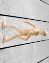 Set of 3 Wall Climbing Wooden Effect Model Men Figures