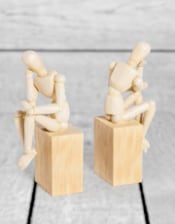 Set of 2 "Thinker" Wooden Effect Model Man Bookends