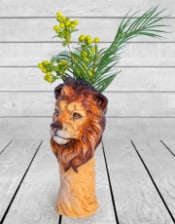 Hand Painted Ceramic Lion Head Vase