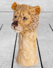 Hand Painted Ceramic Lioness Head Vase