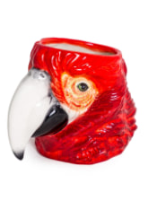 Hand Painted Ceramic Red Macaw/Parrot Head Storage Jar/Vase