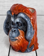 Hand Painted Ceramic Orangutan Head Storage Jar/Vase