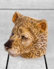 Hand Painted Ceramic Lioness Head Storage Jar/Vase