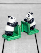 Cast Iron Antiqued Pair of Panda Bookends