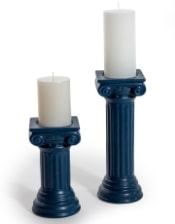 Matt Dark Blue Small Ionic Column Ceramic Candle Holder