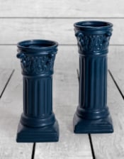 Matt Dark Blue Small Corinthian Column Ceramic Vase