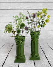 Matt Dark Green Small Corinthian Column Ceramic Vase