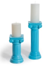 Matt Light Blue Small Ionic Column Ceramic Candle Holder