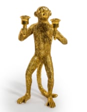 Antique Gold Standing Monkey Candelabra