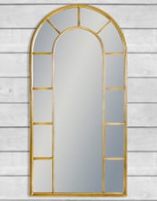 Antique Gold/Bronze Metal Arch Window Mirror