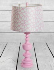 Matt Pink Column Table Lamp with Patterned Shade