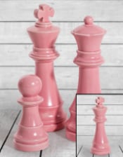 Matt Pink Large Ceramic King Chess Piece Ornament (to be bought in qtys of 2)