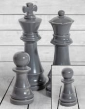 Matt Grey Large Ceramic Pawn Chess Piece Ornament (to be bought in qtys of 4)