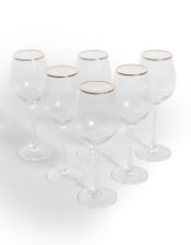 Set of 6 Traditional Wine Glasses with Gold Rims