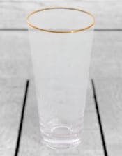 Set of 6 Traditional Highball Glass Tumblers with Gold Rims