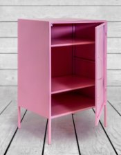 Pink Metal Bedside Cabinet (RH Opening)