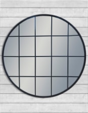 Large Black Round Metal Window Mirror