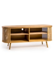 Rustic Metal Rattan and Wood Retro Media Unit